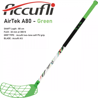 Florbalová hokejka ACCUFLI AirTek A80 Green Dĺžka: 80cm, Ohyb: Ľavá