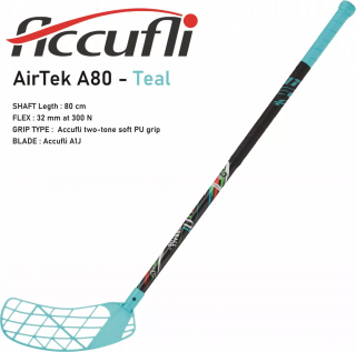 Florbalová hokejka ACCUFLI AirTek A80 Teal Dĺžka: 80cm, Ohyb: Ľavá