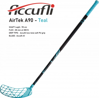 Florbalová hokejka ACCUFLI AirTek A90 Teal Dĺžka: 90cm, Ohyb: Ľavá