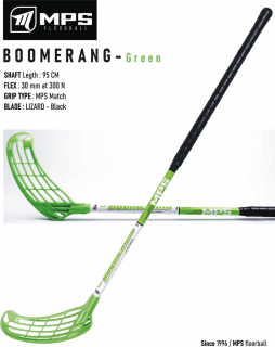Florbalová hokejka MPS BOOMERANG Green Dĺžka: 95cm, Ohyb: Ľavá
