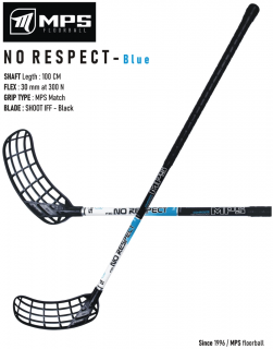 Florbalová hokejka MPS NO RESPECT Black/Blue Dĺžka: 100cm, Ohyb: Ľavá
