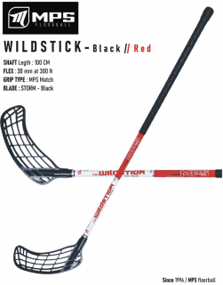 Florbalová hokejka MPS WILDSTICK Red - Black Dĺžka: 100cm, Ohyb: Pravá