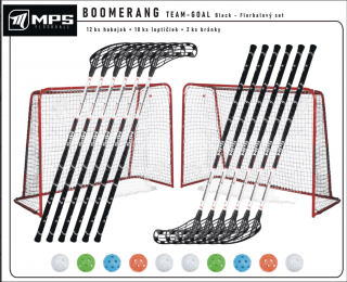 MPS florbalový set BOOMERANG TEAM-GOAL black Dĺžka: 95cm, Ohyb: 10L/2P