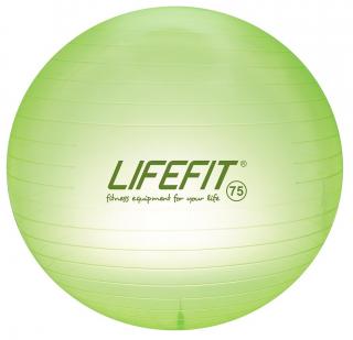 Gymnastická lopta LIFEFIT TRANSPARENT 75 cm, sv. zelená
