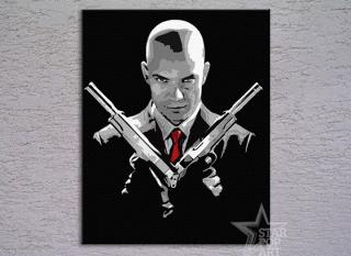 Maľovaný POP ART obraz na stenu HITMAN