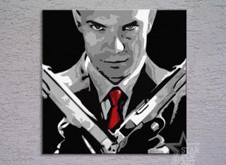 Maľovaný POP ART obraz na stenu HITMAN