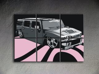 Maľovaný POP ART obraz na stenu HUMMER