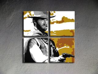 Ručne maľovaný POP Art Clint Eastwood 3 dielny 120x80cm