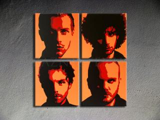 Ručne maľovaný POP Art Coldplay 4 dielny 100x100cm