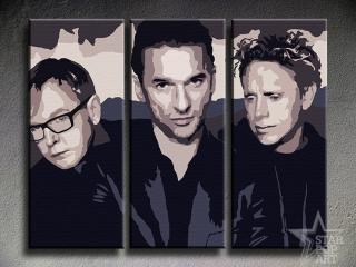 Ručne maľovaný POP Art Depeche Mode 3 dielny 120x80cm