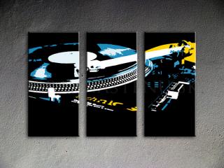 Ručne maľovaný POP Art DJ 3 dielny 120x80cm