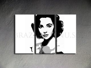 Ručne maľovaný POP Art Elizabeth Taylor 3 dielny 120x80cm