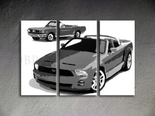 Ručne maľovaný POP Art FORD MUSTANG 3 dielny 120x80cm