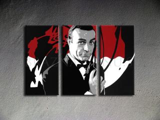 Ručne maľovaný POP Art James Bond 3 dielny 120x80cm