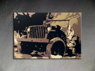 Ručne maľovaný POP Art JEEP 3 dielny 120x80cm