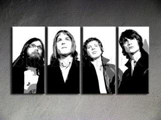 Ručne maľovaný POP Art Kings of Leon 4 dielny 160x80cm