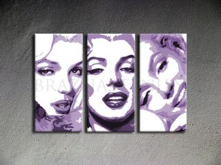 Ručne maľovaný POP Art Marilyn MONROE 3 dielny 120x80cm