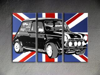 Ručne maľovaný POP Art MINI COOPER 3 dielny 120x80cm