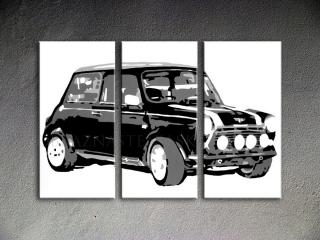 Ručne maľovaný POP Art MINI COOPER 3 dielny 120x80cm