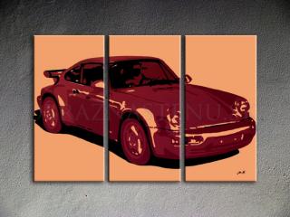 Ručne maľovaný POP Art PORSCHE 911 3 dielny 120x80cm