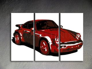 Ručne maľovaný POP Art PORSCHE 911 3 dielny 120x80cm