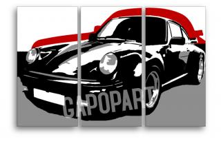 Ručne maľovaný POP Art PORSCHE 911 3 dielny 120x80cm