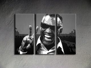 Ručne maľovaný POP Art Ray Charles 3 dielny 120x80cm