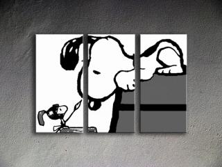 Ručne maľovaný POP Art SNOOPY 3 dielny