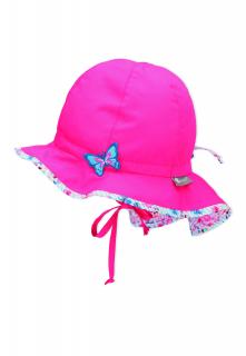Sterntaler klobouček s plachetkou baby bio bavlna UV 50+ dívčí, zavazovací, růžový s motýlem 1412210 ( )