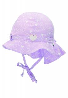 Sterntaler klobouček s plachetkou baby UV 15+ dívčí, zavazovací, fialový, třpytivé srdíčko 1402223 ( )