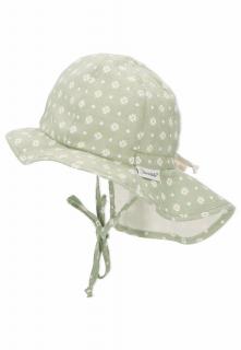 Sterntaler klobouček s plachetkou baby UV  15+ dívčí, zavazovací, zelený, kytičky 1402224 ( )