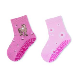 Sterntaler ponožky ABS protiskluzové chodidlo AIR, 2 páry, koník, růžové 8032130 ( )