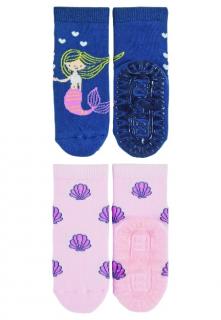 Sterntaler ponožky ABS protiskluzové chodidlo AIR, 2 páry, mořská panna, mušle, modrá, růžová 8032226 ( )