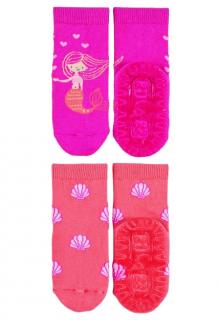 Sterntaler ponožky ABS protiskluzové chodidlo AIR, 2 páry, mořská panna, mušle, růžová 8032226 ( )