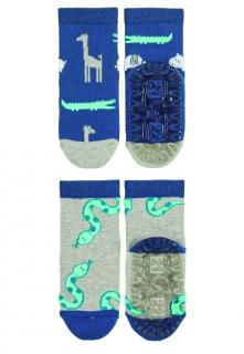 Sterntaler ponožky ABS protiskluzové chodidlo AIR, 2 páry, safari, modré, šedé 8032220  ( )