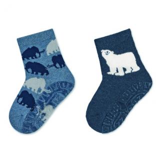 Sterntaler ponožky ABS protiskluzové chodidlo AIR, 2 páry tmavě modré, lední medvěd 8132120 ( )