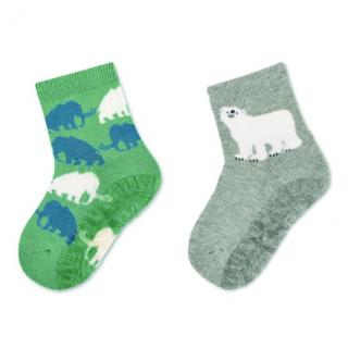 Sterntaler ponožky ABS protiskluzové chodidlo AIR, 2 páry zelené, lední medvěd 8132120 ( )