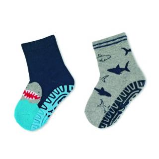 Sterntaler ponožky ABS protiskluzové chodidlo AIR, 2 páry, žraloci, modré 8032122 ( )