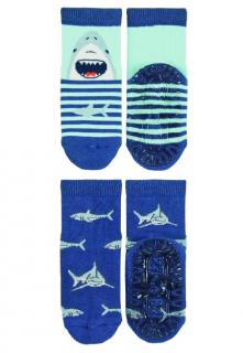 Sterntaler ponožky ABS protiskluzové chodidlo AIR, 2 páry, žraloci, modré 8032224 ( )