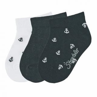 Sterntaler Ponožky kotníčkové dětské modré, kotvičky  3 páry 8512021 ( )