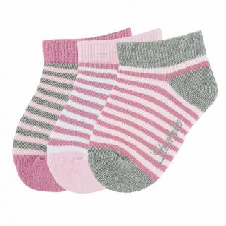 Sterntaler Ponožky kotníčkové dětské růžové s proužky 3 páry 8512020 ( )