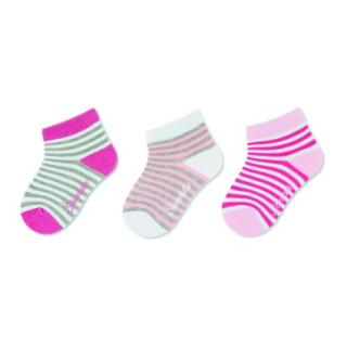 Sterntaler Ponožky kotníčkové dětské růžové s proužky 3 páry 8512120 ( )