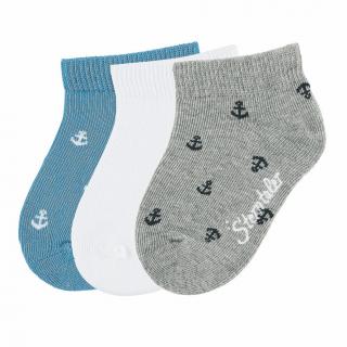 Sterntaler Ponožky kotníčkové dětské šedé, kotvičky 3 páry 8512021 ( )