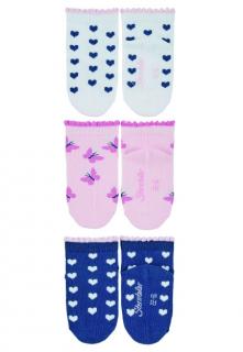 Sterntaler Ponožky kotníčkové dětské, srdíčka, motýlci růžové, modré, bílé 8512222 ( )
