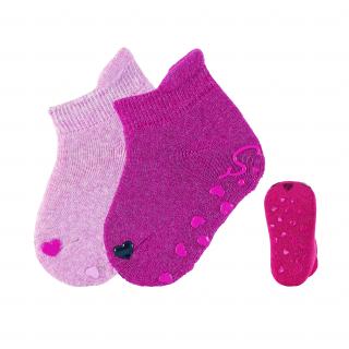 Sterntaler ponožky protiskluzové ABS 2 páry kotníčkové růžové 8102040 ( )