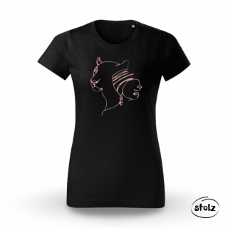 Tričko AFRICAN LADY one line (dámske čierne tričko)