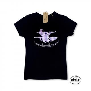 Tričko BOSORKA (dámske / dievčenské tričko s fialovou metalickou crazy potlačou)