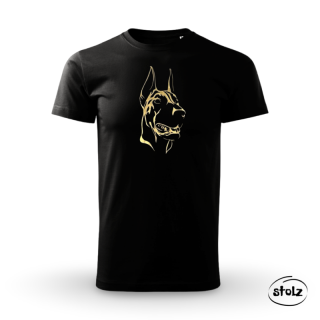Tričko DOBERMAN GOLD HEAD (pánske čierne tričko so zlatou potlačou)