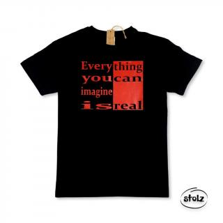 Tričko EVERYTHING YOU CAN IMAGINE (pánske / dámske čierne tričko s červenou potlačou)
