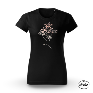 Tričko FLOWER LADY one line (dámske čierne tričko)